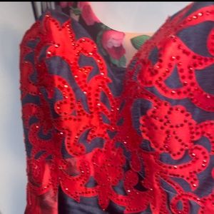 Mermaid evening Gown (Navy Blue and Red)